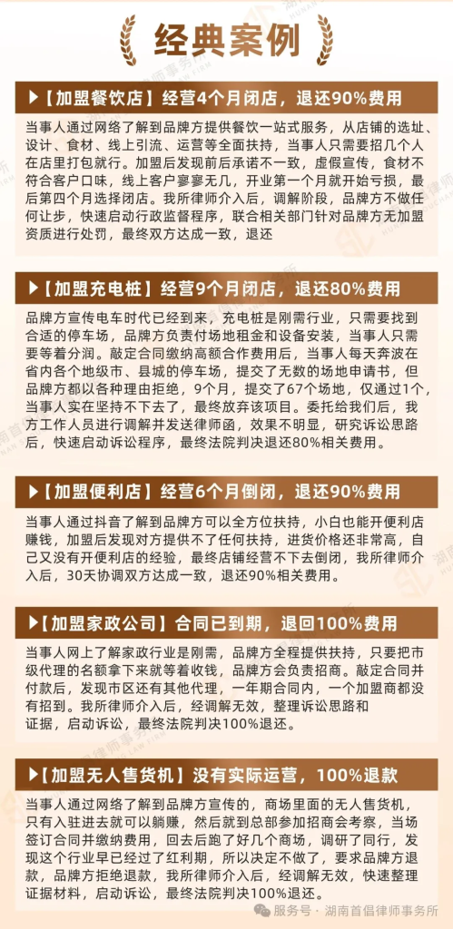 加盟维权经典案例展示